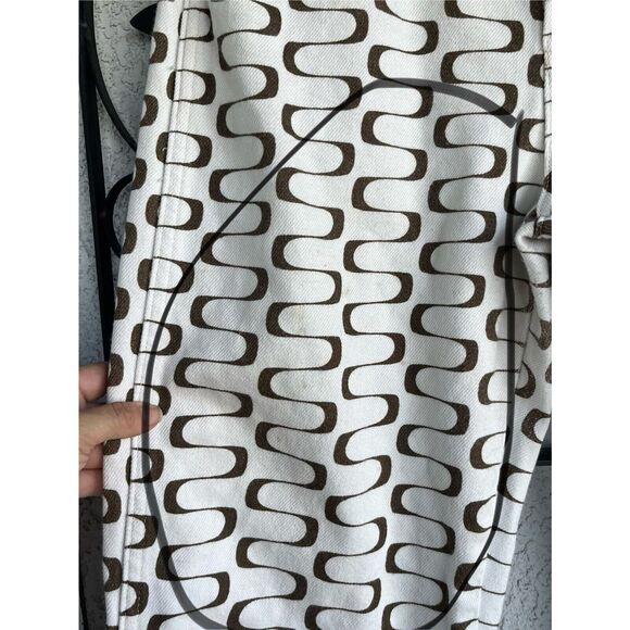 Reformation Mod High Rise Straight Leg Pants - Size 29 - Ivory/ Brown - Picture 4 of 9